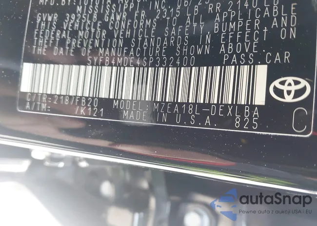 5YFB4MDE4SP332400: 43691632