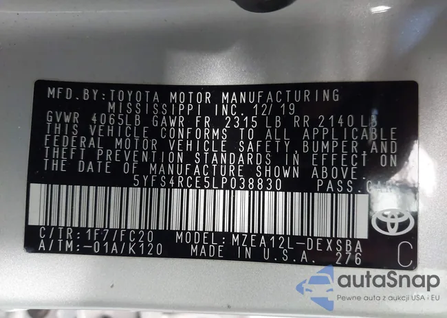 5YFS4RCE5LP038830: 43691032