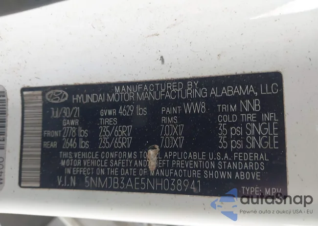 5NMJB3AE5NH038941: 43691081