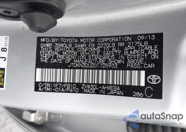 JTDKN3DU2D1725933: 43692133