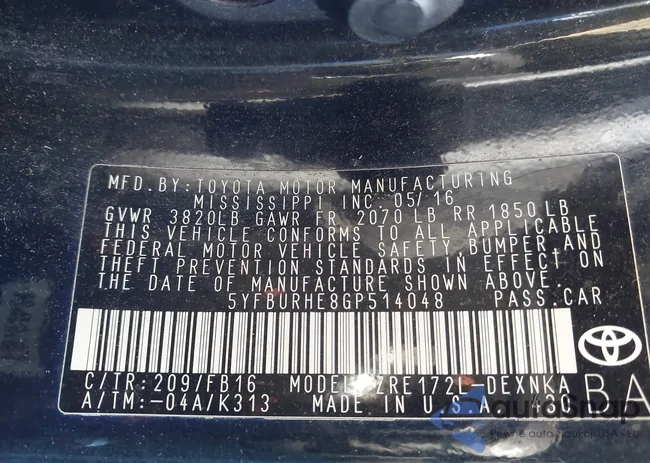 5YFBURHE8GP514048: 43692184