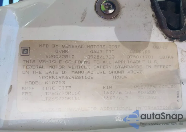 1GCEK19K6SE261102: 43692198