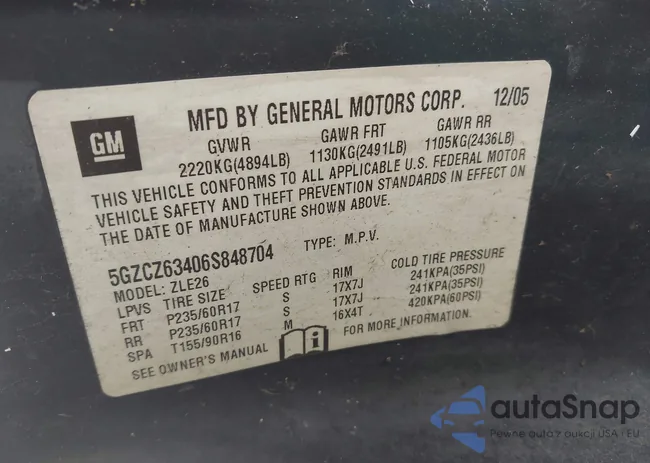 5GZCZ63406S848704: 43692279