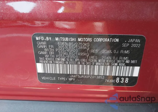 JA4T5UA90PZ013852: 43692342