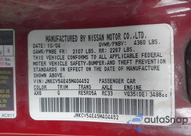 JNKCV54E45M404452: 43692349