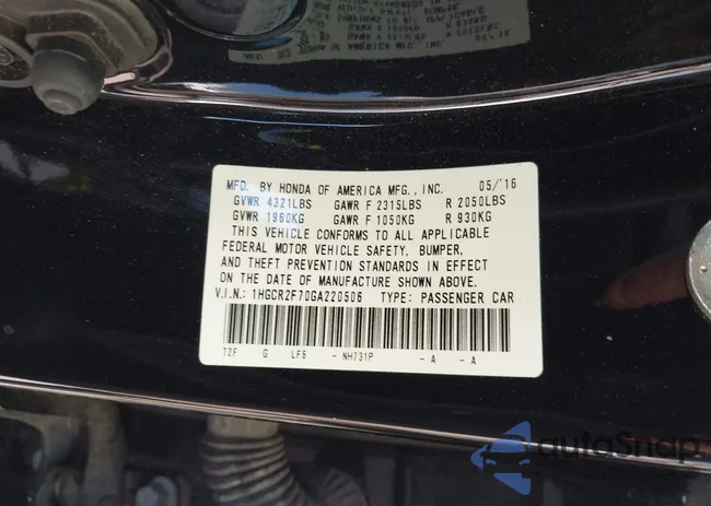 1HGCR2F70GA220506: 43692415