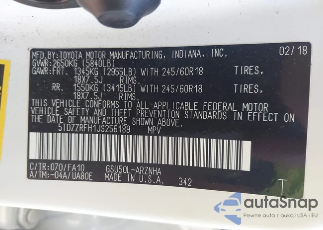 5TDZZRFH1JS256189: 43692481