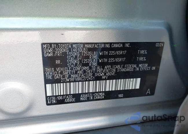 2T3W1RFV8RC272451: 43692607