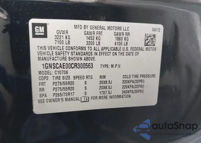 1GNSCAE00CR300563: 43692612