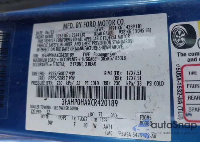 3FAHP0HAXCR420189: 43692635