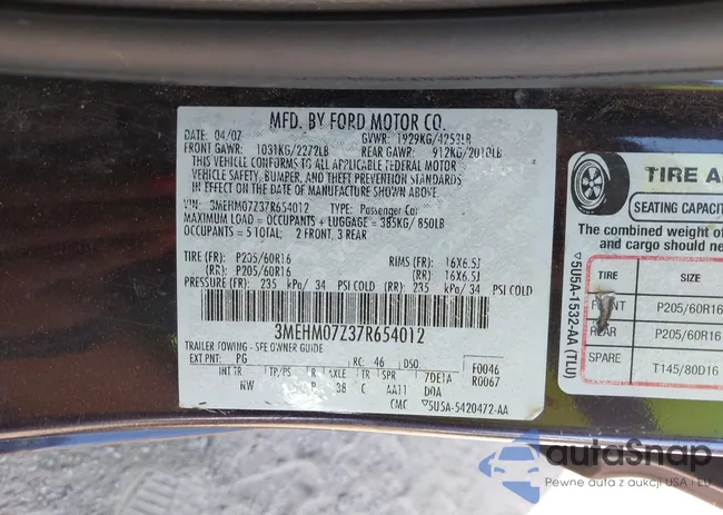 3MEHM07Z37R654012: 43692693