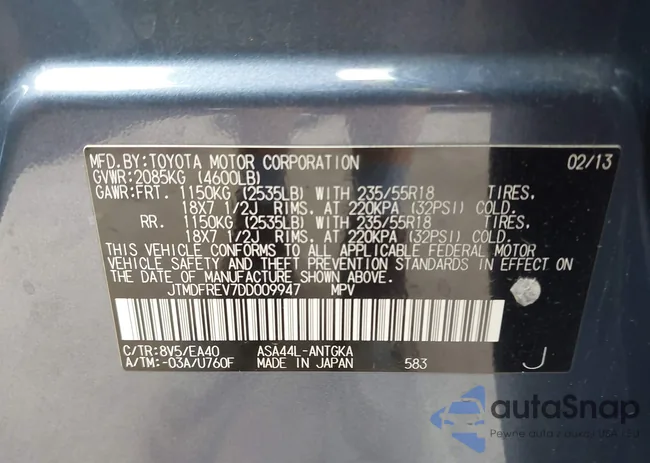 JTMDFREV7DD009947: 43691932