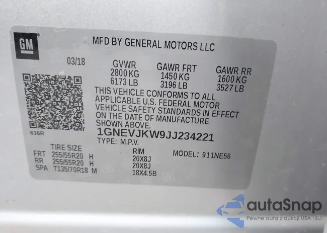 1GNEVJKW9JJ234221: 43692012