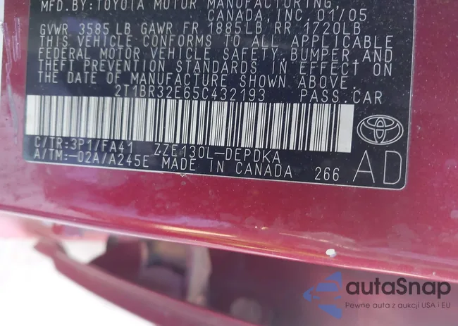 2T1BR32E65C432193: 43693476