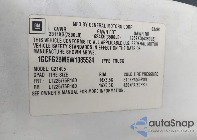 1GCFG25M6W1085524: 43693587