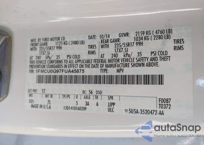 1FMCU0G97FUA45875: 43692788