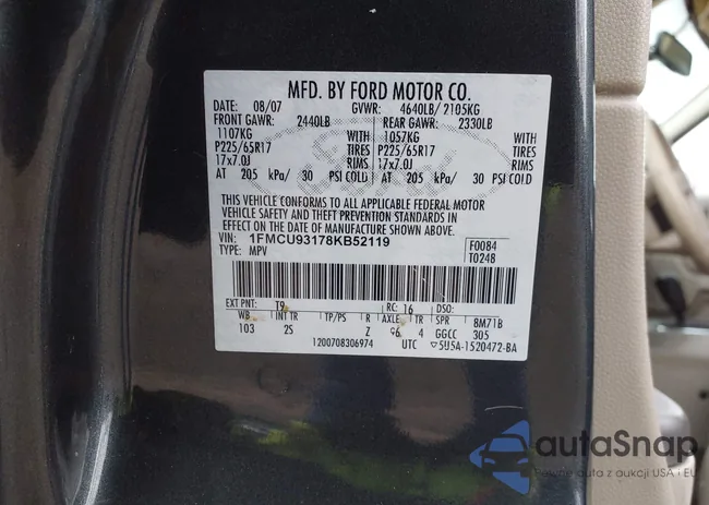 1FMCU93178KB52119: 43694224