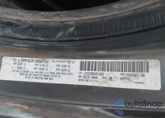 1C3CDZAB6DN519363: 43694300