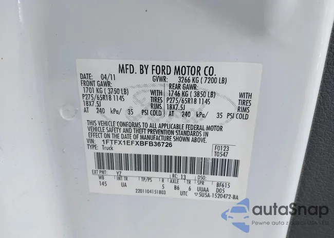 1FTFX1EFXBFB36726: 43694306