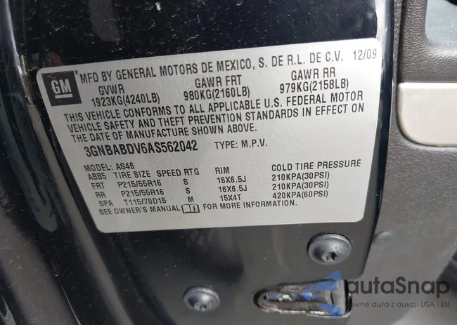 3GNBABDV6AS562042: 43694321