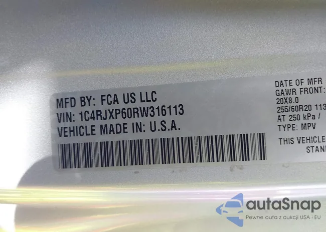 1C4RJXP60RW316113: 43694345