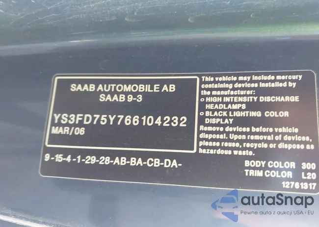 YS3FD75Y766104232: 43694374