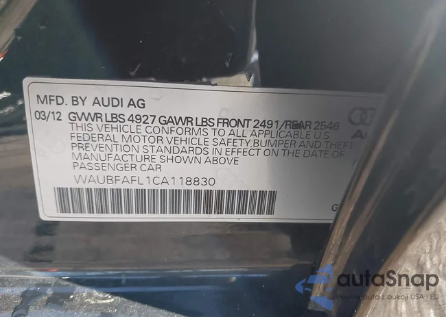 WAUBFAFL1CA118830: 43694446