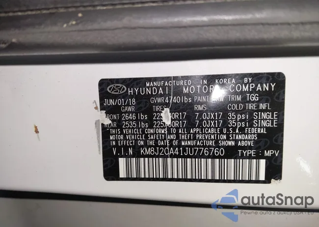 KM8J2CA41JU776760: 43694584