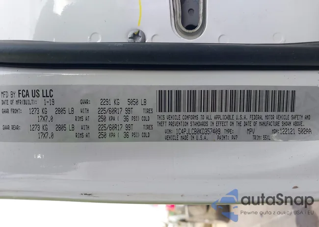 1C4PJLCB0KD357409: 43694635