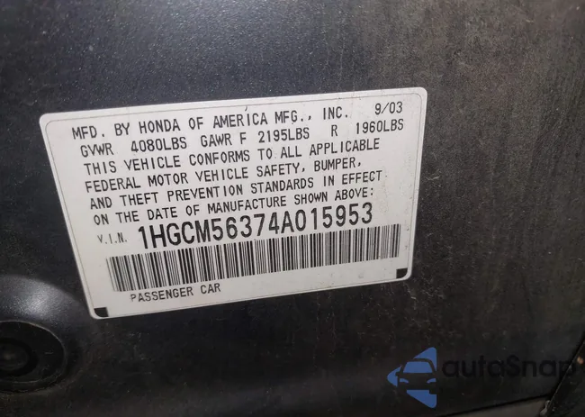 1HGCM56374A015953: 43693775