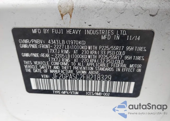 JF2GPASC2FH218329: 43693899