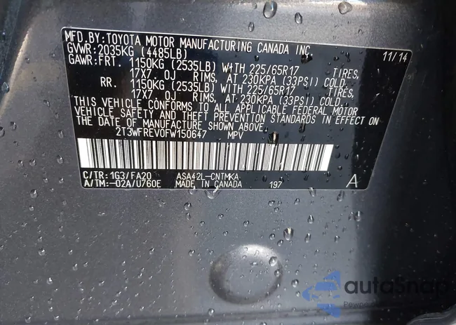 2T3WFREV0FW150647: 43694053