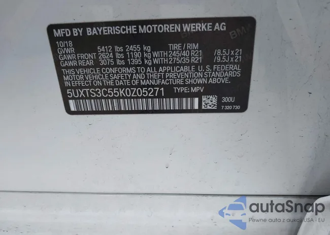 5UXTS3C55K0Z05271: 43695193