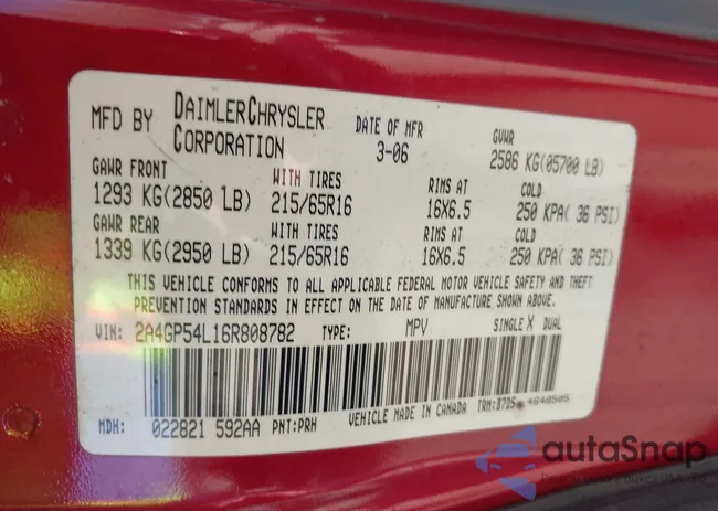 2A4GP54L16R808782: 43695302