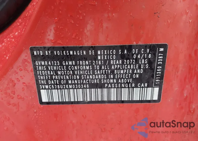 3VWC57BU2KM030346: 43695398