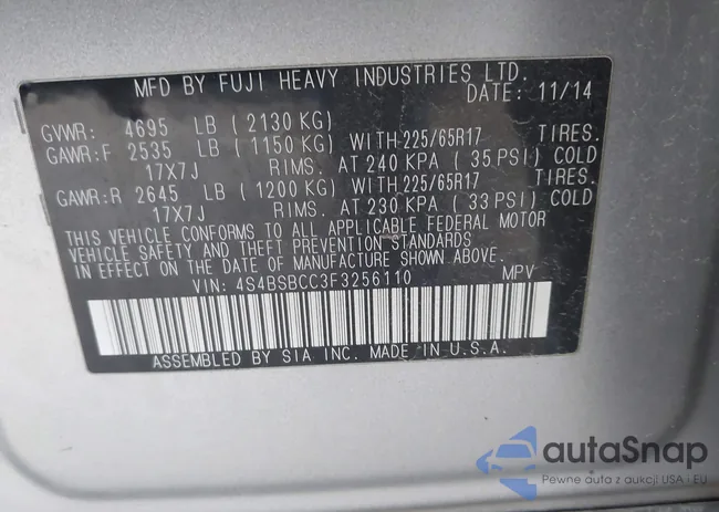 4S4BSBCC3F3256110: 43695469