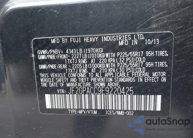 JF2GPACC9E9220425: 43695499