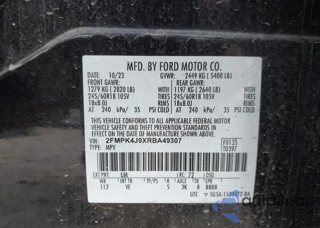 2FMPK4J9XRBA49307: 43695511