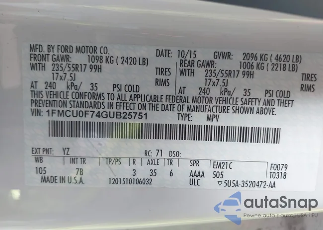 1FMCU0F74GUB25751: 43695531