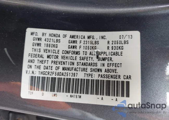 1HGCR2F58DA251397: 43695570