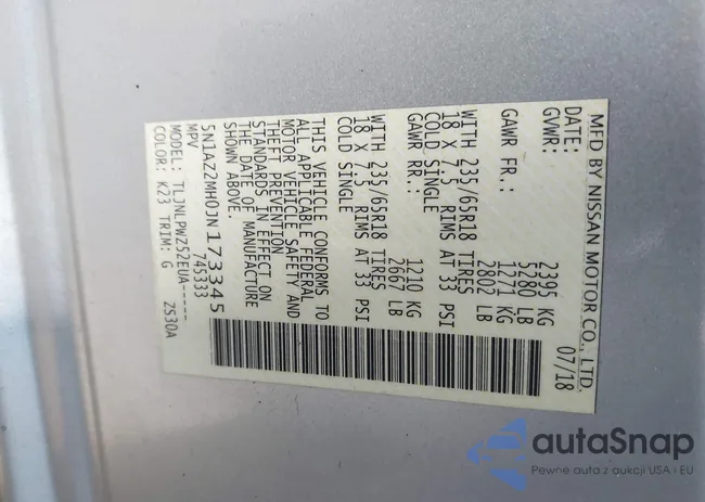 5N1AZ2MH0JN173345: 43694688