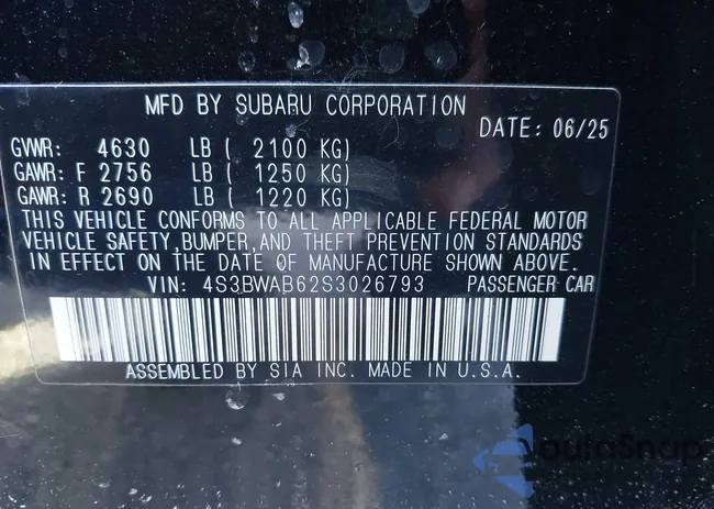 4S3BWAB62S3026793: 43694689