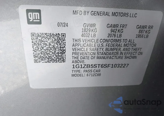 1G1ZB5ST6SF103227: 43694710