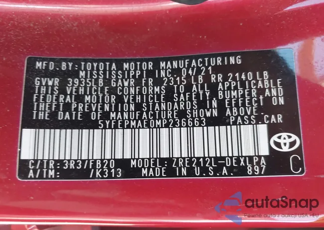 5YFEPMAE0MP236663: 43694773