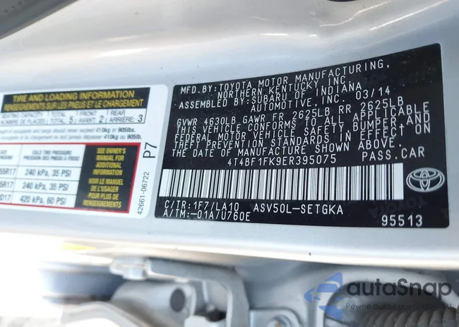 4T4BF1FK9ER395075: 43694874