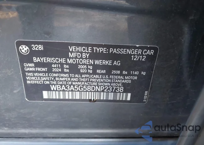 WBA3A5G58DNP23738: 43694945