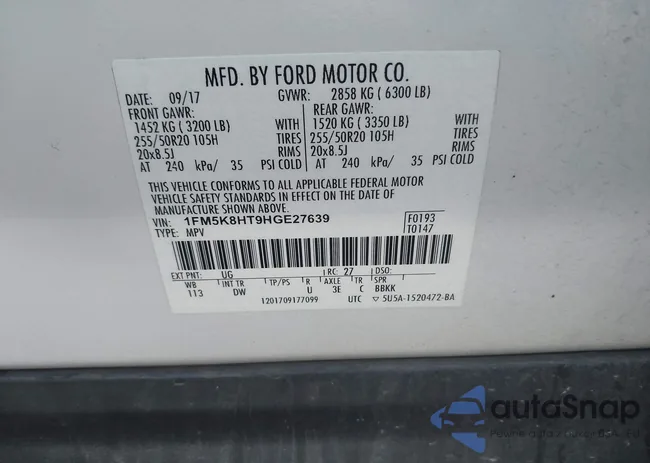 1FM5K8HT9HGE27639: 43694979