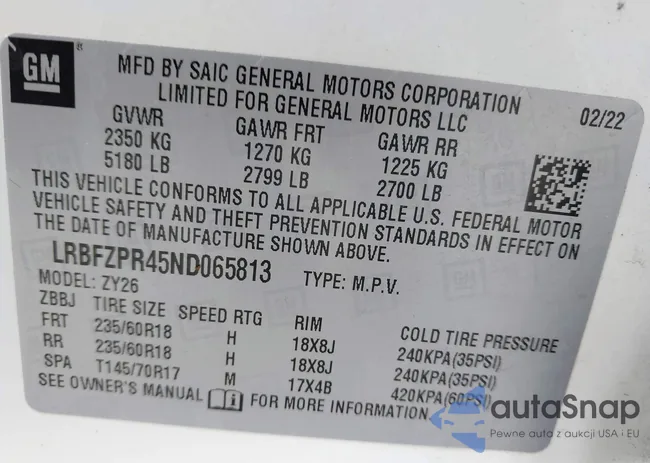 LRBFZPR45ND065813: 43695035