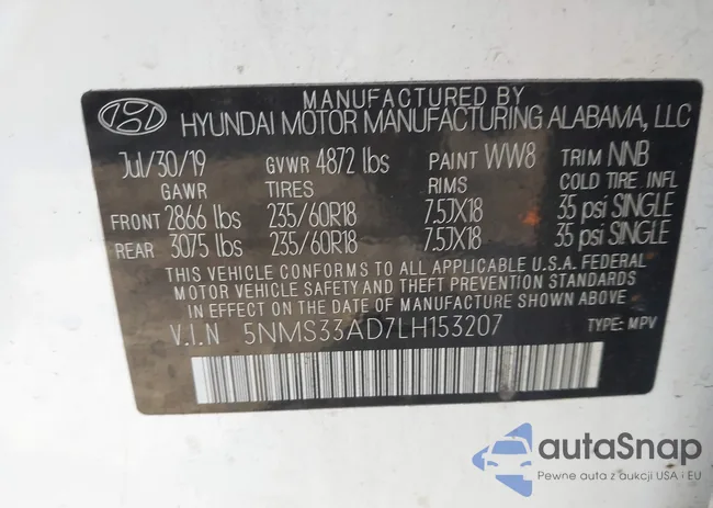 5NMS33AD7LH153207: 43696105