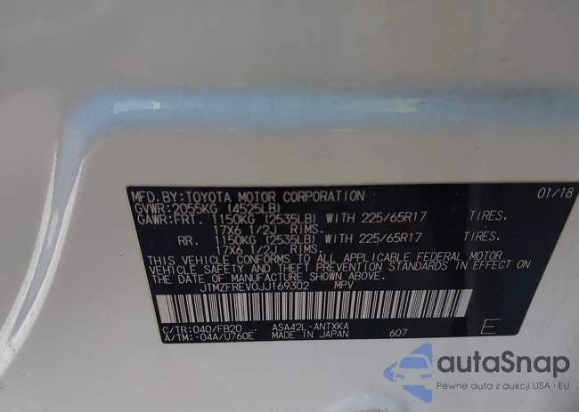 JTMZFREV0JJ169302: 43696273